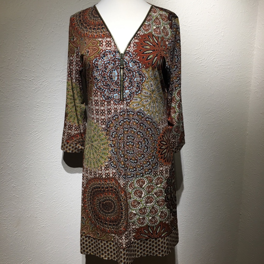 Paisley Zipper Front Dress